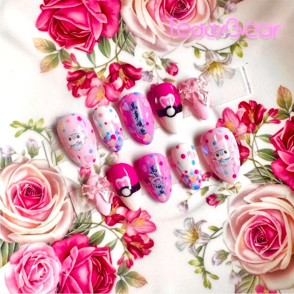 🫐 Piplup Hearts 🫐 ฅ՞•ﻌ•՞ฅ PressOn Nails